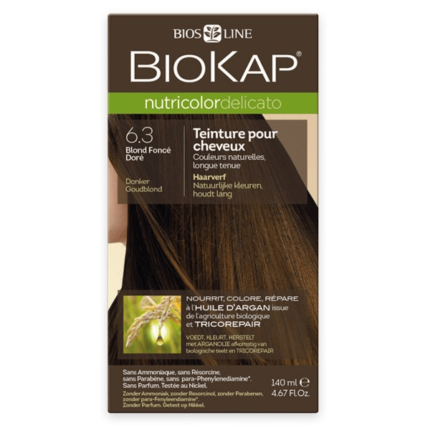 BIOKAP NUTRICOLOR DELICATO N° 6.3 BLOND FONCE DORE - 140 ML