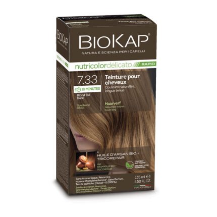 BIOKAP NUTRICOLOR DELICATO RAPID N° 7.33 BLOND BLE DORE - 135 ML