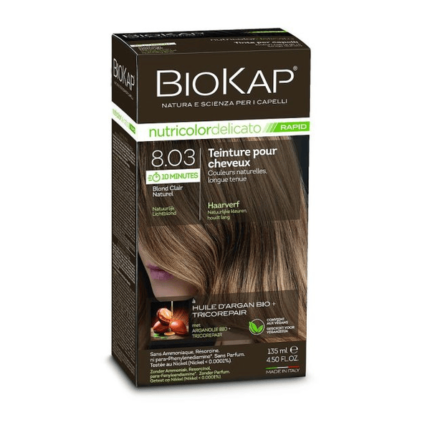 BIOKAP NUTRICOLOR DELICATO RAPID N°8.03 BLOND CLAIR NATUREL - 135 ML