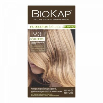 BIOKAP NUTRICOLOR DELICATO RAPID N° 9.3 BLOND TRES CLAIR DORE - 135 ML