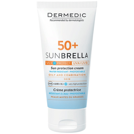 DERMEDIC SUNBRELLA CREME SOLAIRE SPF 50+ PEAUX MIXTES A GRASSES - 50 ML
