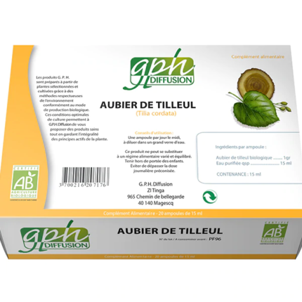 GPH DIFFUSION AUBIER DE TILLEUL BIO 15 ML - 20 AMPOULES