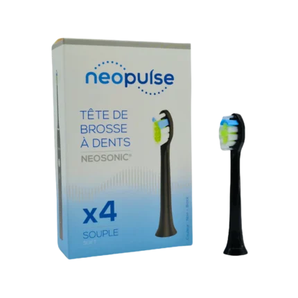 NEOPULSE RECHARGE 4 TETES DE BROSSE A DENTS ELECTRIQUE NOIR SOUPLE