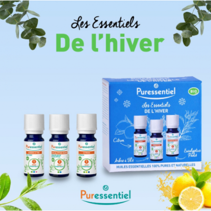 PURESSENTIEL PACK LES HUILES ESSENTIELLES DE L'HIVER CITRON+TEA TREE+ EUCALYPTUS RADIE