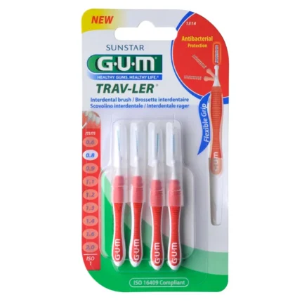 GUM BROSSETTE TRAV-LER ULTRA-FINE ( 0,8 MM ) RÉF : 1314 - 4 UNITÉS