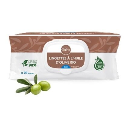 GIFRER LINGETTES BEBE AU LINIMENT HUILE OLIVE EXTRA X 70