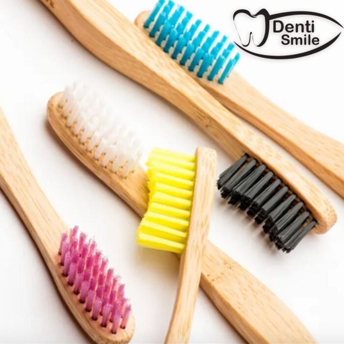 DENTI-SMILE BROSSE A DENTS BAMBOU SOUPLE GRIS/JAUNE/VIOLET – Image 2
